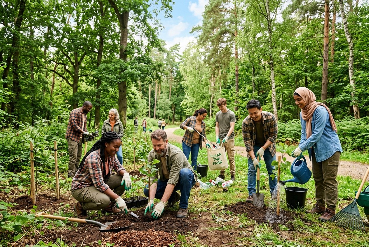 Mennesker der passer på naturen
